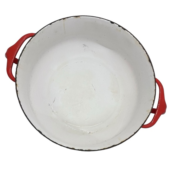 Vintage Dansk Kobenstyle Enamelware Red Dutch Oven/Casserole Round, France 8.5" - Picture 4 of 12